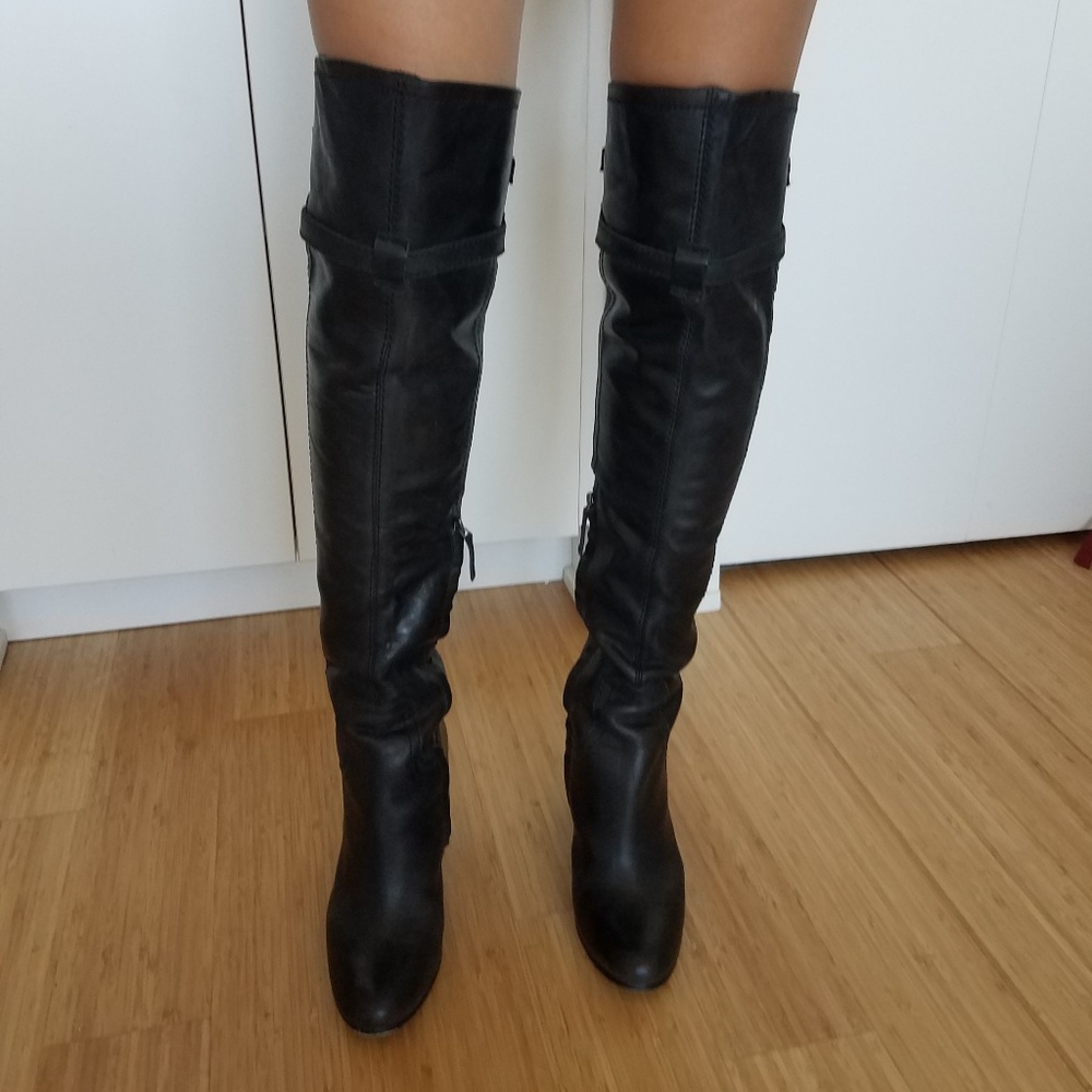 Sam Edelman over-the-knee black leather boots